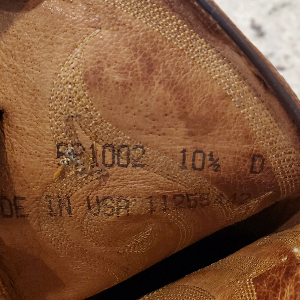Men's Tony Lama Ostrich Boots, Size 10 1/2 D. Brown. - Picture 7 of 12